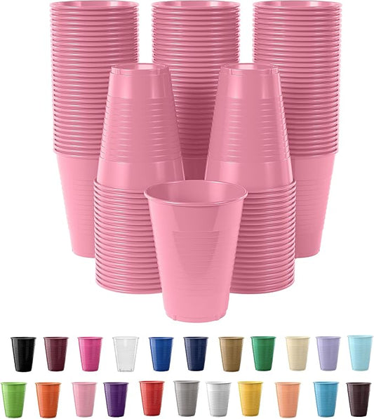 Exquisite Party Solids 12 Oz Pink Plastic Cups For Party Supplies 50 Pack | Pink Disposable Cups Plastic | Disposable Drinkware For Parties, Events & Everyday