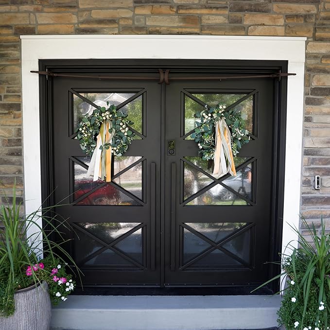 VILLAGE LIGHTING COMPANY [Front Door Garland Hanger] - Adjustable to Different Door Widths | Heavy-Duty Cast Iron | Decorative Christmas Decor | No Nails, Screws, or Damage