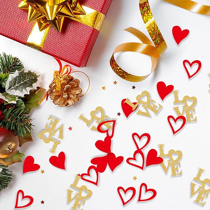 200 Pcs Red Heart Paper Confetti Love Confetti for Valentine's Day Wedding Baby Shower Birthday Party Table Decoration Supplies