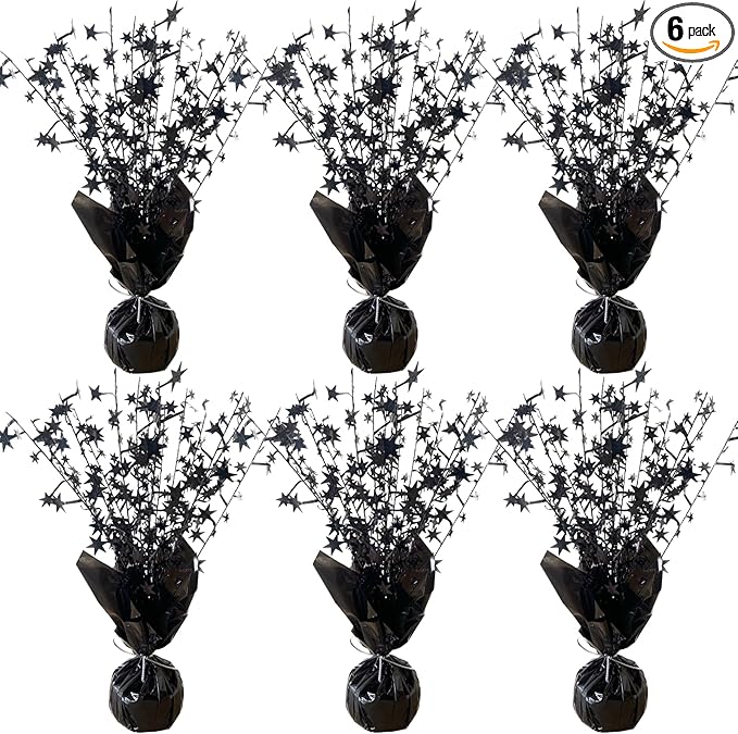 6 Pack Halloween Table Centerpieces Party Table Decoration Metallic Foil Spray Centerpiece Star Black Decor Indoor for Birthday Wedding Anniversary Graduation Holiday Party Supplies