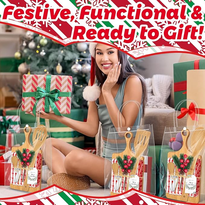 12 Set Christmas Gifts Kitchen Utensils Set Bamboo Spatula Mini Cheese Board Tag for Christmas Holiday Gift Kitchen utensils