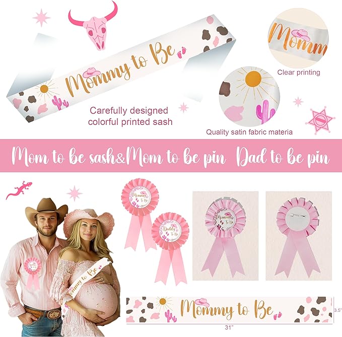 Cowgirl Baby Shower Decorations, Western Rodeo Baby Cowgirl Baby Shower Party Supplies, A Little Cowgirl is On The Way Décor Balloon Arch Backdrop Box Mom to be Sash Tablecloth for Cowgirl Shower