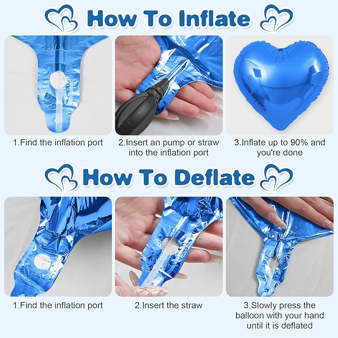 Blue Silver Heart Balloons,12Pcs Light Blue Heart Shaped Foil Balloons,18Inch Silver Helium Balloon for Baby Shower Birthday Anniversary Wedding Party Decorations