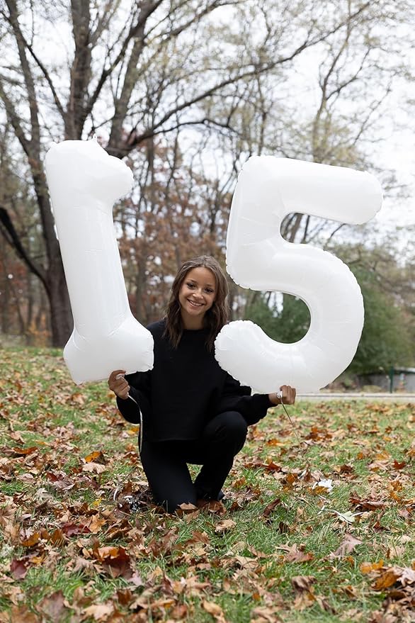 10 Balloon Number, White Number 10th Birthday Balloons 40 Inch, 10 Years Old White Birthday Decorations for Boys Girls, 10th Anniversary Decorations