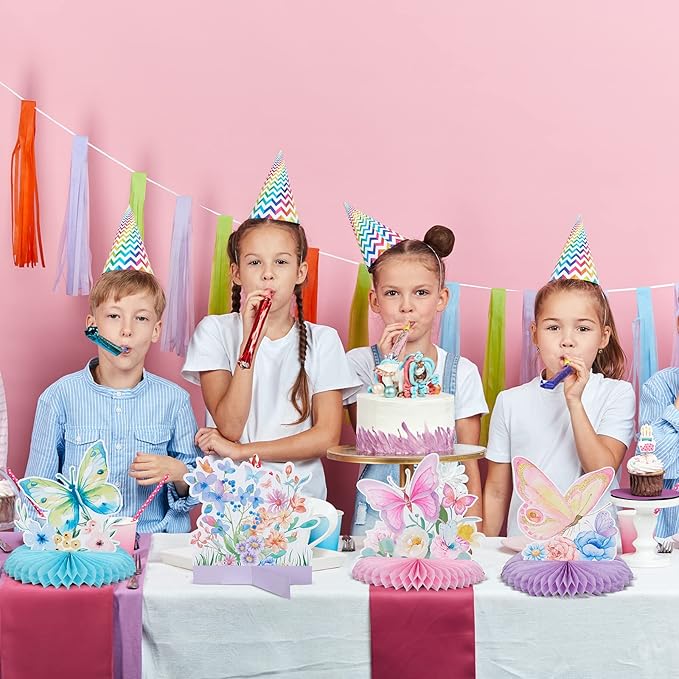 Epakh 10 Pieces Butterfly Centerpieces for Tables Butterfly Birthday Party Decorations Spring Honeycomb Table Centerpiece Spring Flower Theme Party Supplies for Birthday Baby Shower Decor