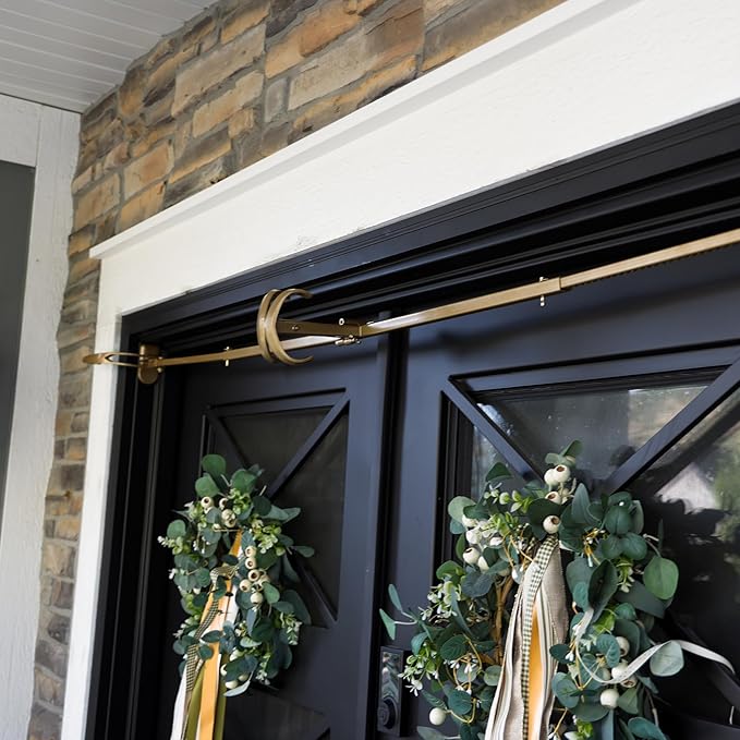 VILLAGE LIGHTING COMPANY [Front Door Garland Hanger] - Adjustable to Different Door Widths | Heavy-Duty Cast Iron | Decorative Christmas Decor | No Nails, Screws, or Damage