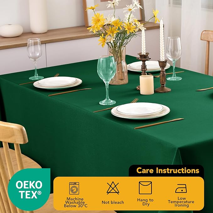 10-Pack Hunter Green Tablecloths for Rectangle Tables, 60 x 102 Inches, Stain-Resistant Polyester Fabric for 6 Foot Tables - Washable Table Covers for Weddings, Birthday Parties, Events
