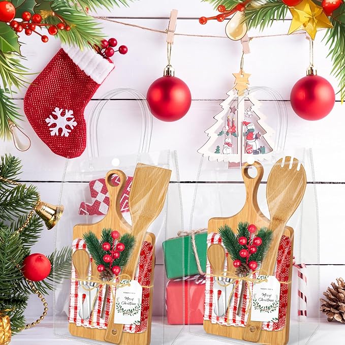 12 Set Christmas Gifts Kitchen Utensils Set Bamboo Spatula Mini Cheese Board Tag for Christmas Holiday Gift Kitchen utensils