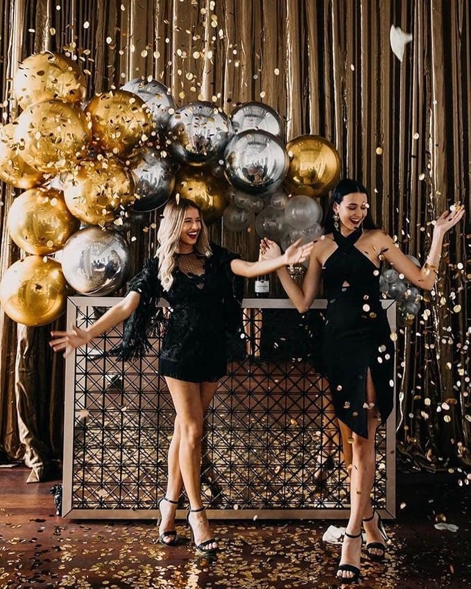 6 Pack Gold Balloons 22 Inch 4D Big Round Foil Balloons Gold Metallic Balloons for Wedding Birthday Bridal Shower Baby Shower Decorations Party Supplies