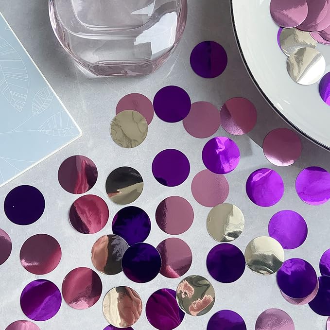 Purple Confetti 5000 Pieces 1 Inch Table Confetti Glitter Dots for Wedding Baby Shower Birthday Party Table Decorations(1.76 OZ)