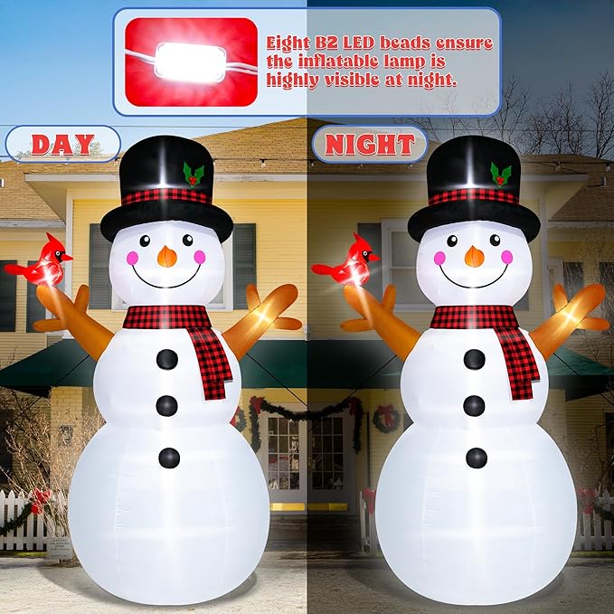 16FT Christmas Inflatable Snowman Outdoor Decorations, Giant Christmas Snowman, Holiday Blow Up Yard Decor with LED Lights, Waterproof & Sturdy for Lawn, Garden, Xmas Party