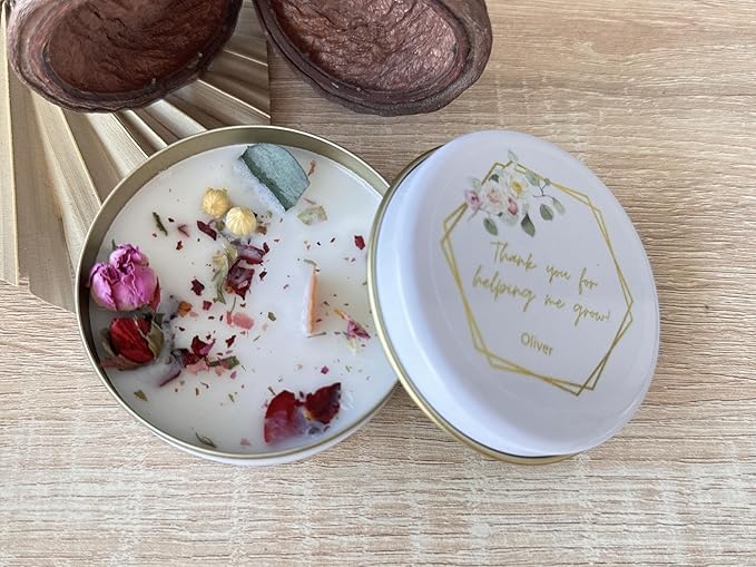 Scented Mixed Flower Candle Favors - Personalized for Weddings, Bridal Showers, Baby Showers, Birthdays, Christmas (10-20-30-40-50-100 PCS in Bulk)