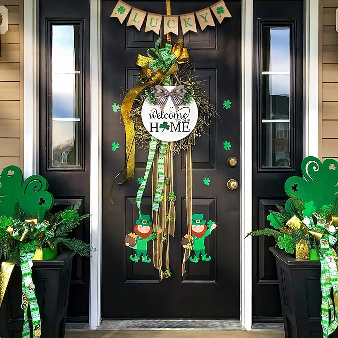 Interchangeable Welcome Sign for Front Door - Solid Wooden Welcome Wreaths with 16 Seasonal Holiday Icons Front Door Decor for Farmhouse Hanging, Valentine's, Easter Christmas Housewarming Gift Decor