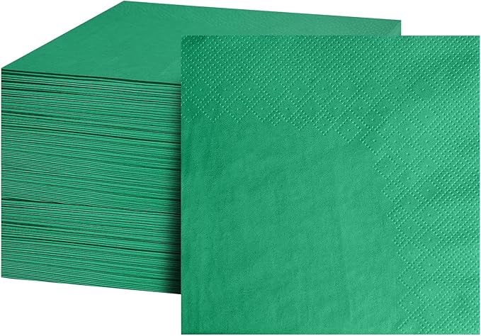 FLOWERCAT 100-Count 2-Ply Dark Green Napkins - Green Napkins Disposable Premium Quality - 5" x 5" Green Paper Napkins for Easter Party & St. Patrick's Day,Bar,Weddings,Birthday