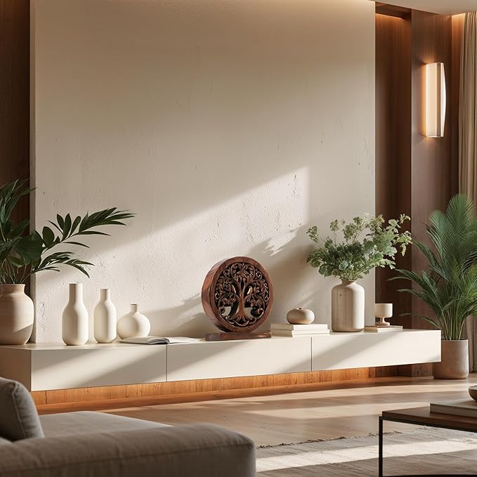 Decozen Solid Wood Tree Sculpture - Home Decor, Living Room, Boho, Coffee Table, Centerpiece Table Decorations, Mantle, Dining Table Centerpiece, Bathroom Shelf, Farmhouse, Christmas Decorations