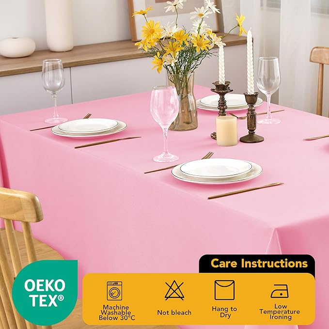 10-Pack Pink Tablecloths for Rectangle Tables, 70 x 120 Inches, Stain-Resistant Polyester Fabric for 6 Foot Tables - Washable Table Covers for Weddings, Banquets, Birthday Parties, Events