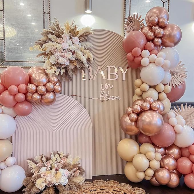 Dusty Pink Balloons 12 Inch, 50 Pcs Vintage Pink Balloon Boho Dusty Rose Latex Balloons Matte Mauve Retro Blush Pink Helium Balloons for Birthday Wedding Baby Bridal Shower Party Decorations