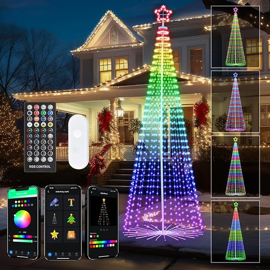 12 FT Outdoor Christmas Tree,Smart APP Remote Control RGB Color Changing DIY Timer 832 LED Christmas Tree for Indoor Outdoor Decorations