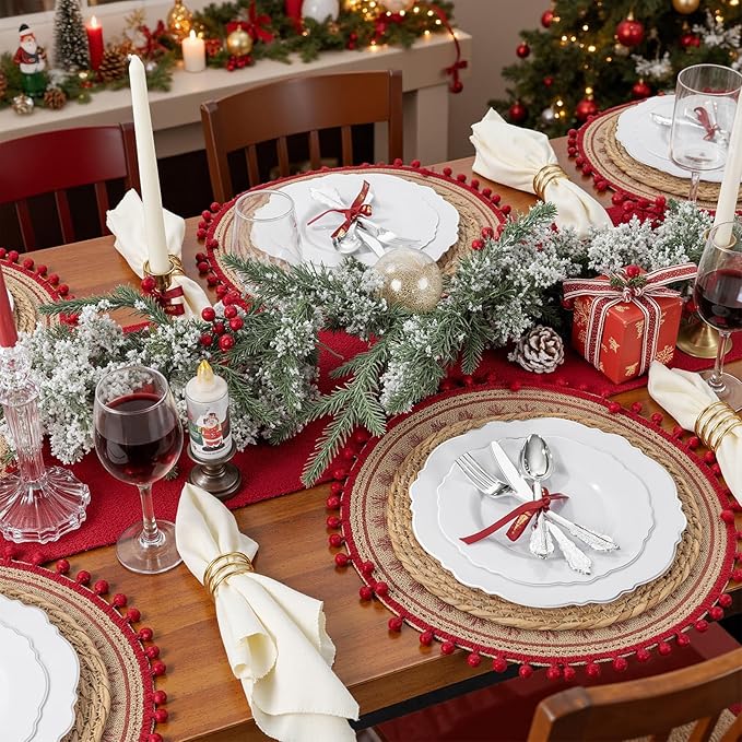 WDF 200 Pieces Silver Plastic Silverware Disposable - 50Guests Silverware Plastic Cutlery - Disposable Utensils Includes 100 Forks, 50 Spoons, 50 Knives Perfect for Christmas Wedding or Party