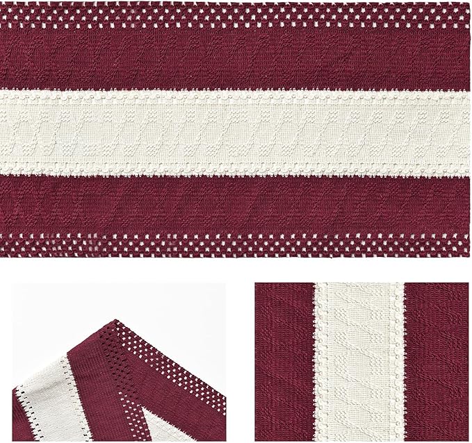 Artoid Mode Red Farmhouse Rustic Table Runner, Seasonal Hollow Kitchen Dining Table Decoration for Home Party Decor 12x90 Inch