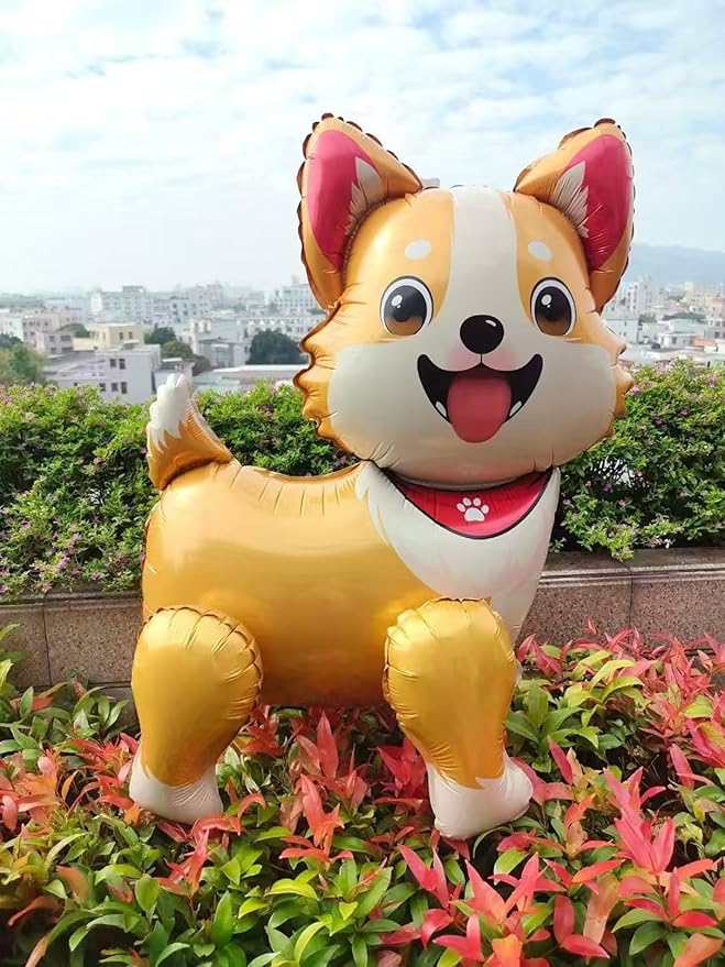 3D Pet Dog Foil Balloons,Puppy Dogs Corgi Standing Animal Party Supplies,Kids Baby Shower Animal Theme Birthday Party Decorations Gifts