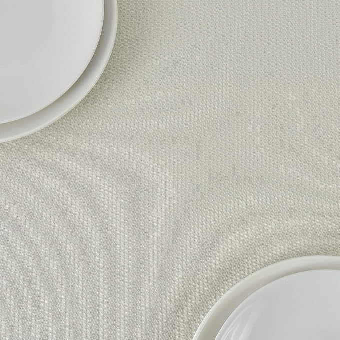maxmill Textured Tablecloth Stain Resistant Waterproof and Wrinkle Resistant Washable Table Cloth, Fabric Table Cover for Dining Room and Outdoor Use, Rectangle 60 x 120 Inch, Ivory