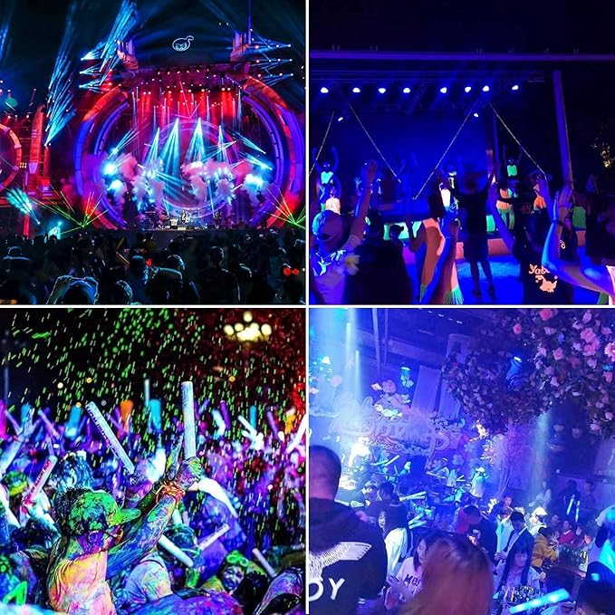 2 Pack 250W LED Flood Black Lights, Outdoor Flood Blacklight Light with Plug, IP66 Waterproof forGlow in The Dark, Dance Party, Stage Lighting, Body Paint, Fluorescent Poster, Neon Glow