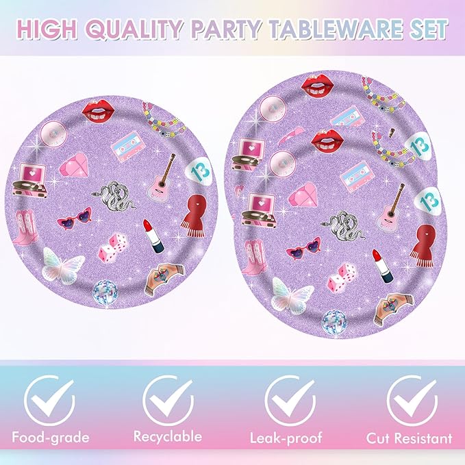 40PCS In My Birthday Era Decorations Friendship Party Tableware Includes In My Birthday Era Singer Music Disposable Dessert Plates and Paper Napkins for Girl Fans Party Supplies