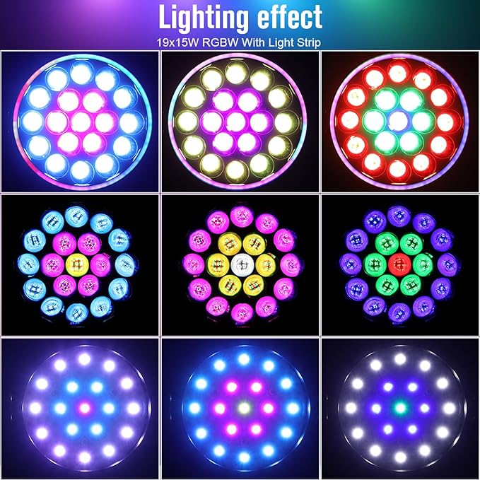 Big Dipper LED Moving Head Lights 19X15W Stage Lighting with Zoom/Wash/Beam Lights, RGBW Uplight Moving Head Light with RDM & DMX Moving Head DJ Light for Nightclub Professional Event Bars