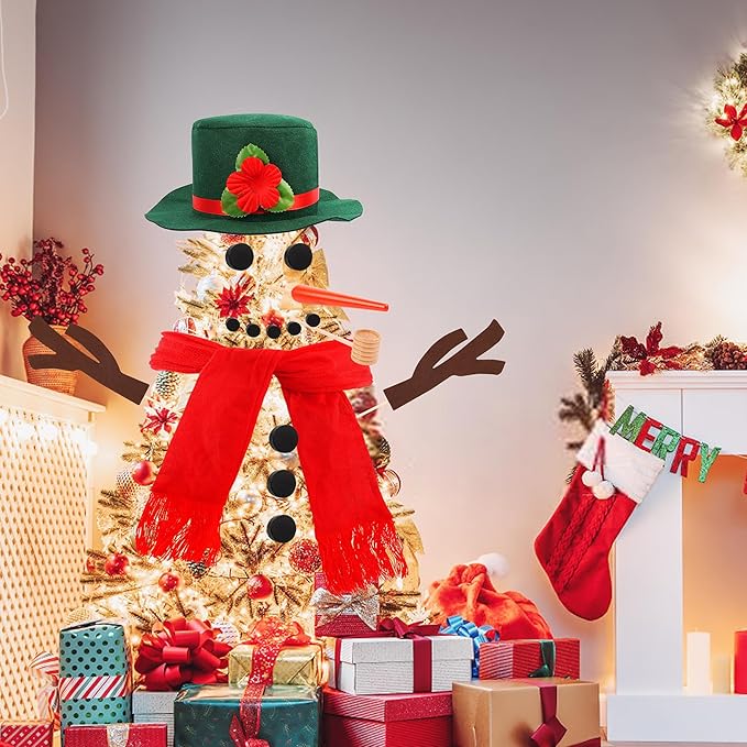 17PCS Build A Snowman Kit with 2pcs Hats, Winter DIY Snowman Decorating Supplies for Outdoor Christmas Decorations, 2pcs Hats Snowmen Making Kit Snow Tools for Xmas Holiday Party Decoration
