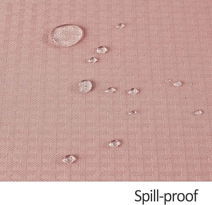 maxmill Round Weaved Texture Design Tablecloth Spill-Proof Wrinkle Free Soft Washable Table Cloth for Circular Table Cover, for Dining Room Banquet Parties Holiday Dinner, 90 Inch Pale Blush