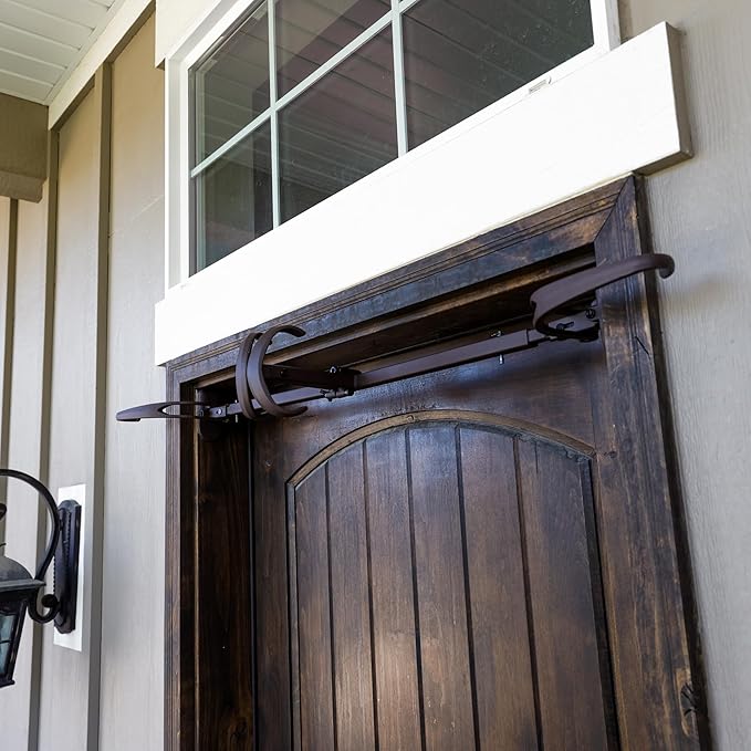 VILLAGE LIGHTING COMPANY [Front Door Garland Hanger] - Adjustable to Different Door Widths | Heavy-Duty Cast Iron | Decorative Christmas Decor | No Nails, Screws, or Damage