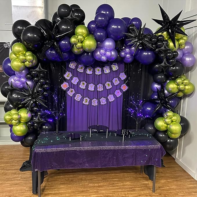 Black Star Balloon,6Pcs 22Inch Explosion Star Balloons and 10Pcs 10Inch Four Angle Balloons Kit for Birthday Halloween Anniversary Baby Shower Wedding Party Decorations