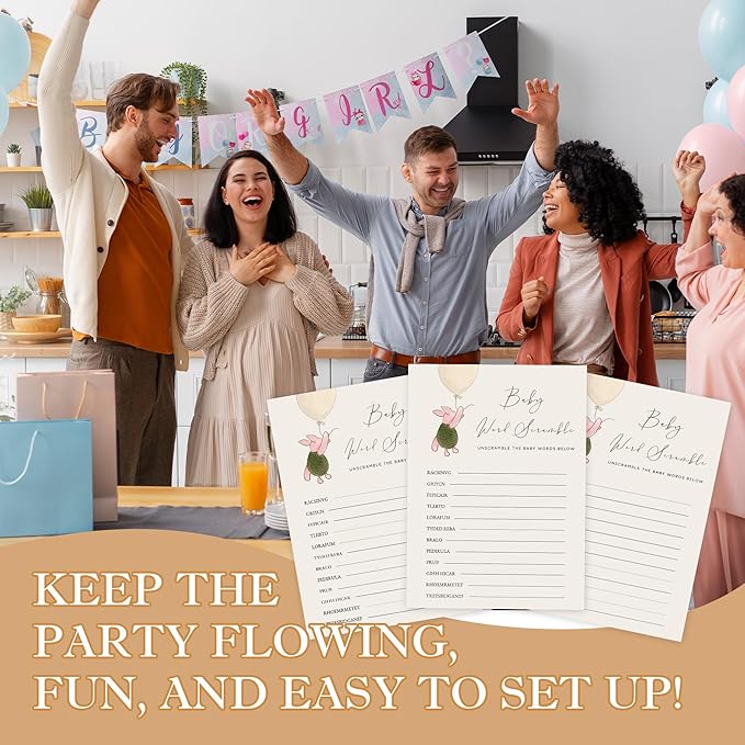 Winnie Baby Shower Games, Baby Word Scramble, Baby Shower Game Cards, Set of 30, Winnie The Pooh Party Favors, Baby Shower Party Games Supplies & Activities, Baby Shower Decorations