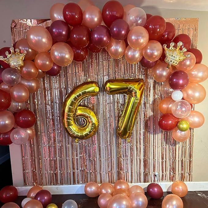 Rose Gold Balloon Set 12 Inch Burgundy Rose Gold Balloons 35 Pcs Champagne Wine Red Metallic Gold Confetti Balloons for Girls Women Bachelorette Wedding Bridal Shower Birthday Party Decorations