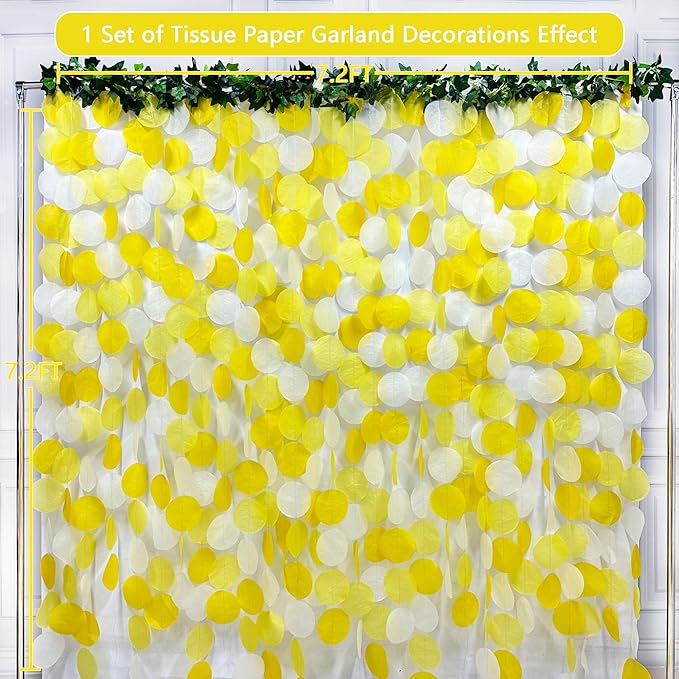 Party Decor - Gradient Yellow Backdrop and Tissue Paper for Birthday, Baby Shower and more