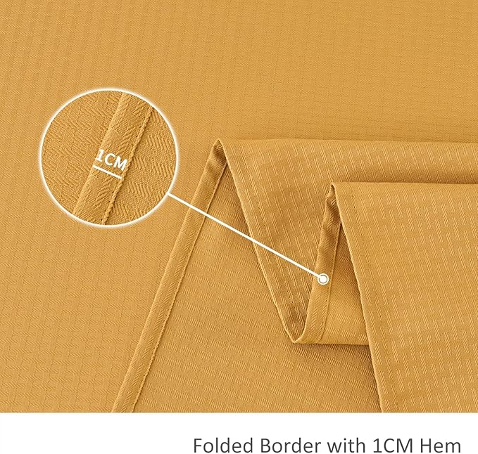 maxmill Square Tablecloth Water Resistance Antiwrinkle Spill Proof Weaved Texture Table Cloth, Decorative Fabric Table Cover for Banquet Parties Event Holiday Dinner, 70 x 70 Inch, Ochre Yellow