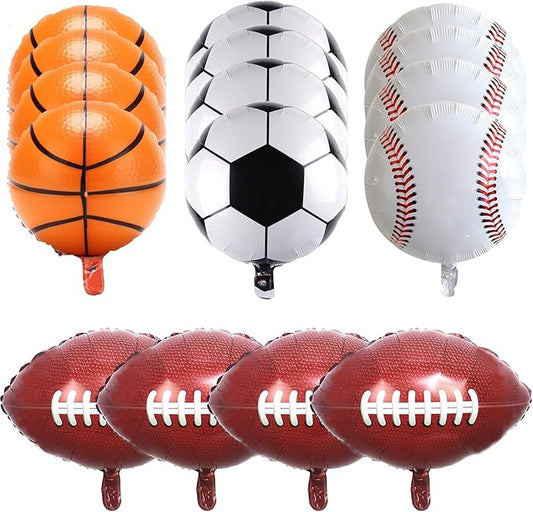 Sports Foil Balloon Set, 16PCS Baseball Soccer Balloon Basketball Football Balloons Sports Birthday Party Decorations for Boys Birthday Baby Shower Sport Themed Party