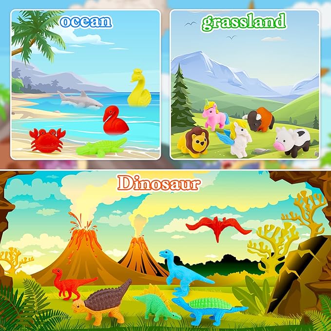 80Pcs Animal Erasers Kids Desk Pets Pencil Erasers 3D Puzzle Eraser Bulk Fun Cute Mini Animal Eraser Toys for Classroom Rewards, Game Prizes, Treasure Box, Easter Egg Fillers