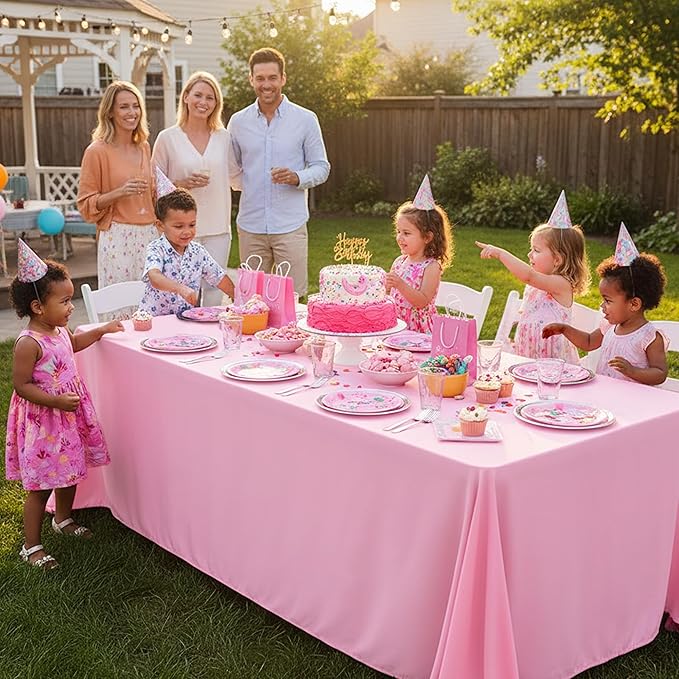 10-Pack Pink Tablecloths for Rectangle Tables, 60 x 120 Inches, Stain-Resistant Polyester Fabric for 6 Foot Tables - Washable Table Covers for Weddings, Banquets, Birthday Parties, Events