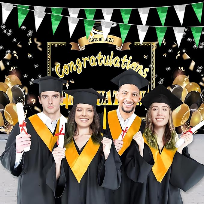 65FT Green Silver Glitter Triangle Pennant Banner Flag Metallic Bunting Fabric Garland for Christmas Graduation Wedding Engagement Anniversary Bachelorette Bridal Shower Valentine's Party Supplies