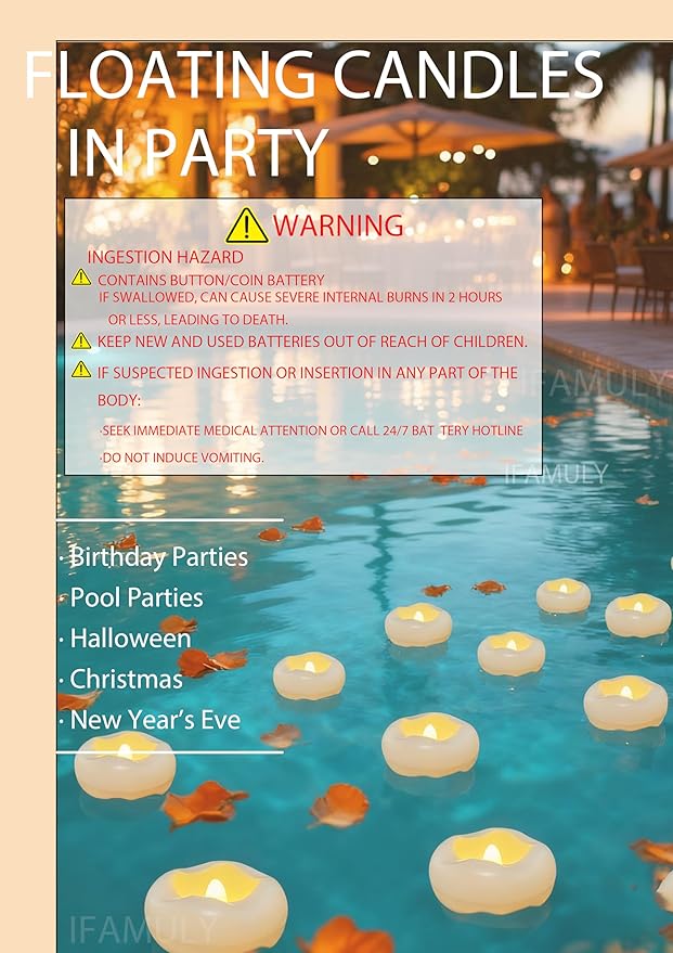 Floating Candles, 36 Packs 2.3 Inch Flameless LED Candle, 160+ Hour Battery Operated Waterproof Tealights for Wedding Centerpieces Marriage Proposals Pool Party Cylinder Vases Spa Christmas New Year