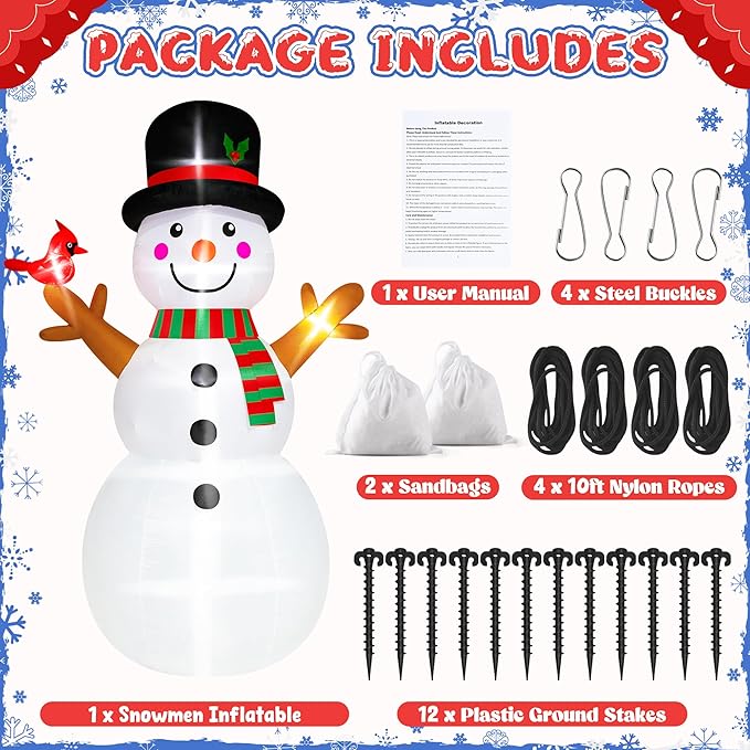 15FT Christmas Inflatable Snowman, Super Large Blow Up Snowman Inflatables Decor, Lighted Christmas Outdoor Inflatable Decorations, Xmas Inflatables Snowman for Lawn Yard Garden Holiday Party