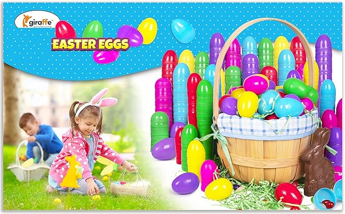 Giraffe 2100Pk Plastic Easter Eggs Empty, Easter Egg Bulk Assortment for Easter Basket Stuffers for Boys & Girls, Plastic Easter Eggs Fillable with Candy Treat, Eggs for Easter Egg Hunt & Easter Decor