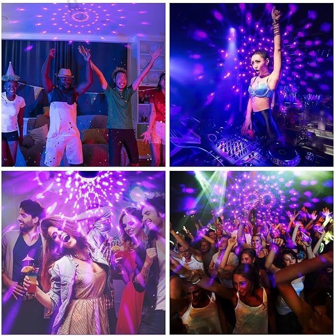 Litake UV Black Light for Glow Party, Sound Activated Party Light with Remote, LED Disco Ball Strobe Light in Dark Party Supplies, Dj Lighting for Halloween Birthday Home Dance Party Decoration 3 Pack