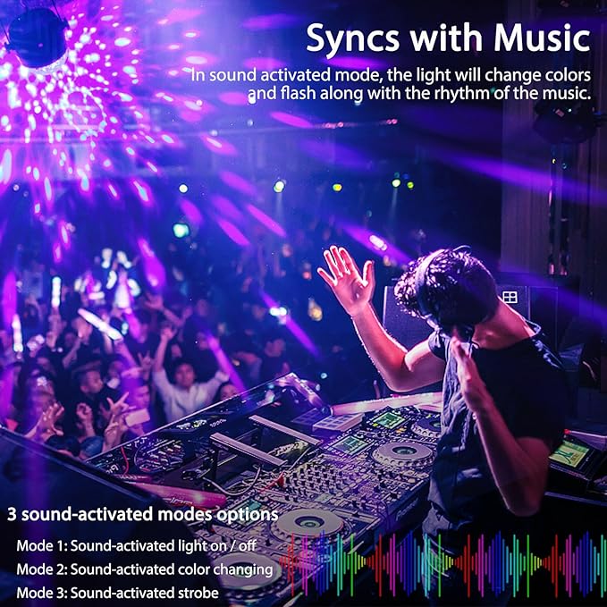 Litake UV Black Light for Glow Party, Sound Activated Party Light with Remote, LED Disco Ball Strobe Light in Dark Party Supplies, Dj Lighting for Halloween Birthday Home Dance Party Decoration 4 Pack