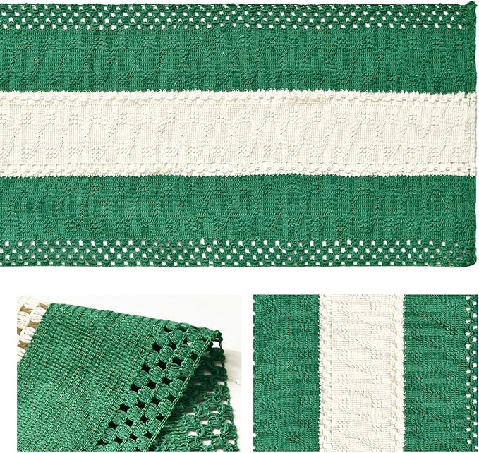 Artoid Mode Dark Green Farmhouse Rustic Table Runner, Seasonal Hollow Kitchen Dining Table Decoration for Home Party Decor 12x108 Inch