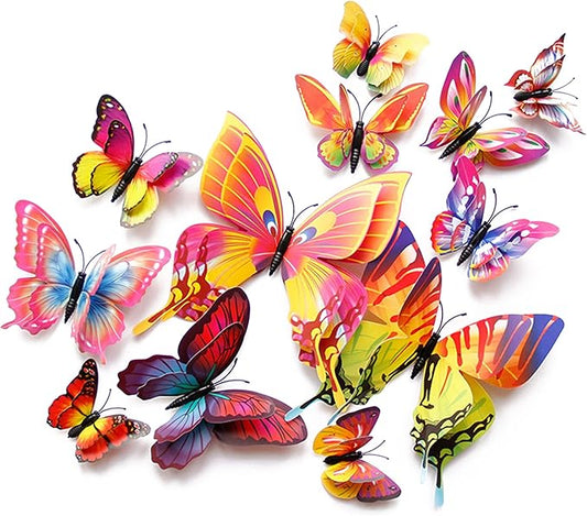 Butterfly Wall Decor 24/48 PCS, 3D Butterflies Stickers for Party Decorations with Magnets(Multiple Colour, 48)