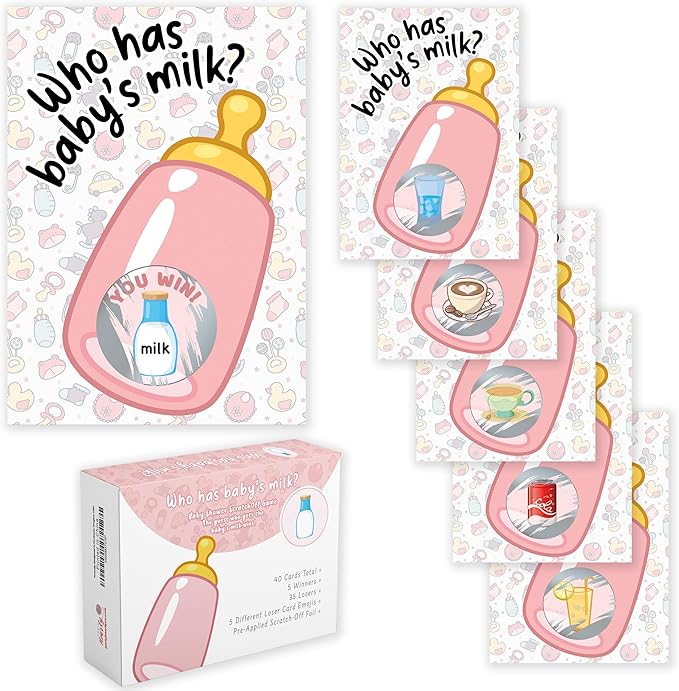 Party Hearty Baby Shower Games for Girl, 40 Emoji Scratch Off Lottery Tickets, Baby Games Ideas, Scratch Off Game, Pink