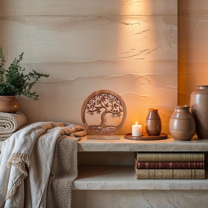 Decozen Solid Wood Tree Sculpture - Christmas Decor, Home Decor, Living Room, Boho, Coffee Table, Centerpiece Table Decorations, Mantle, Dining Table Centerpiece, Bathroom Shelf, Farmhouse